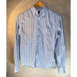 Untuckit Martolla Men’s Long Sleeve Plaid Button Up Size Small Blue Plaid